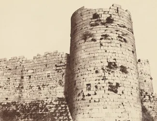 Kalaat-El-Hosn, Second Enclosure, Exterior, Corner Tower, southwest, 1859