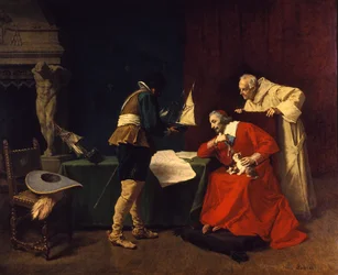 Richelieu Studies the Plans of Attack for the Siege of La Rochelle
