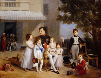 The Emperor Napoleon I on the terrace of the Château Saint-Cloud surrounded by his children