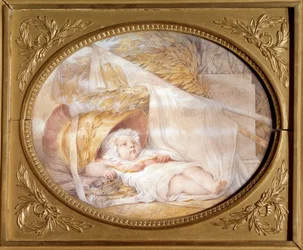 Portrait of the King of Rome as a Baby in the Helmet of Mars by Eugene Isabey