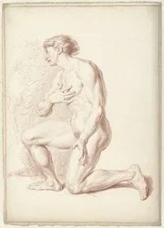 Male Nude, Kneeling, Facing Left