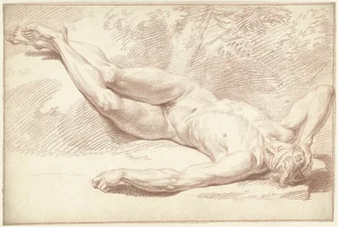 Male Nude, Lying on Back, Facing Right