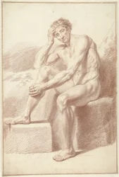 Male Nude, Sitting with Knees Drawn Up