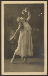 [Female Dancer with Flower before Tapestry]