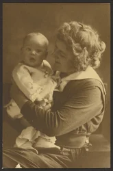 Portrait of Mother Smiling at Child
