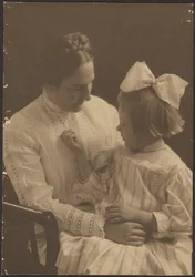 Portrait of Mother and Child with Big Bow
