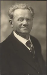 Portrait of a Man in Black Striped Suit