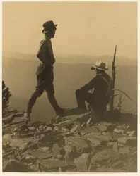 Two Men Looking in the Distance (Possibly Old Baldy Peak)