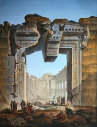 Main gate of a temple situated south of the Temple of the Sun at Baalbec, c.1800