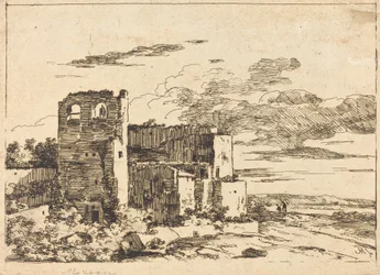 Ruined Buildings near a River Bank