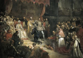 The Abdication of Charles V (1500-1558) in Favor of His Son Philip II (1527-1598)