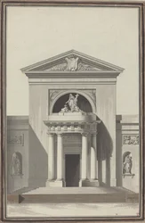 Facade for a Church with a Sculpture Representing Faith