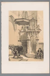 Priest Addressing a Crowd from the Pulpit in the Cathedral of Trier La chaire de la Cathédrale de Trèves (title on object)