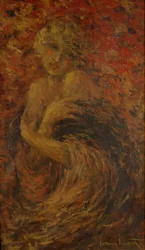 Fanny, wrapped in a cloak