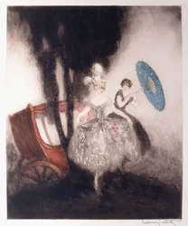 Two Girls Preparing to Enter a Carriage