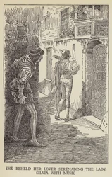 She beheld her lover serenading the Lady Silvia with music