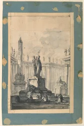 Architectural Fantasy with Fountain and Obelisk, ca. 1745