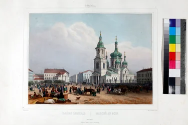 The Sennaya Square and the Saviour Church in Saint Petersburg by Louis Jules Arnout