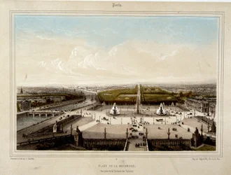 La Place de la Concorde (Lithography by Jacottet)