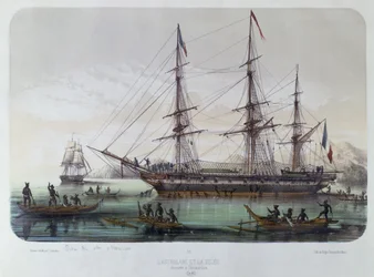 The Astrolabe and Zelee Visiting Nuku Hiva Island in the French Marquesas Islands