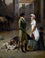 Arrival of Stagecoach in Courtyard of Messageries