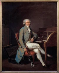 French Revolution: Full-length portrait of Maximilien Robespierre at his desk