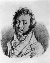 Portrait of Andre Marie Ampere, French physicist. Lithograph by Louis Boilly