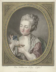 Bust of a Young Woman Drinking Coffee
