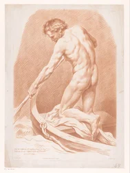 Naked Rowing Man, Seen from the Back