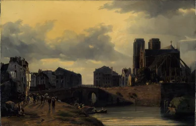 The chevet of Notre-Dame and the Hôtel-Dieu bridge