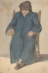 Man Asleep in a Long Blue Coat