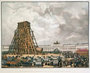 Raising of the Alexander Column in Saint Petersburg