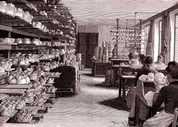 Doll Factory, Drying Heads of Porcelain Dolls Before Cooking, from 