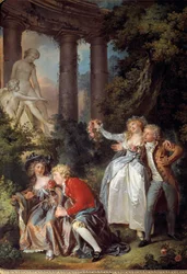 Offering a Galante Venus Scene in a romantic landscape of ancient ruins