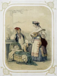 Family in the Kingdom of Naples, Italy - in 