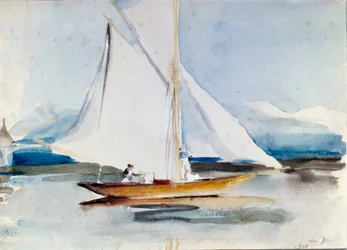 Sailboat in the Harbor Entrance of Morges