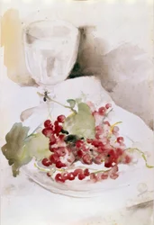 Still Life with Red Grapes and Glass