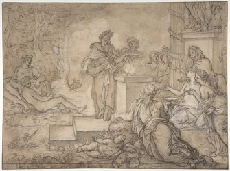 Sacrifice Offered before a Statue of Jupiter, 17th century