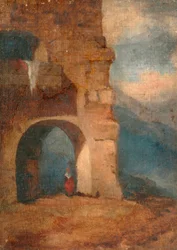 Italian Peasant in Stone Archway