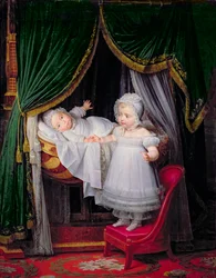 Henri-Charles-Ferdinand of Artois, Duke of Bordeaux and his Sister Louise-Marie-Therese of Artois at the Tuileries