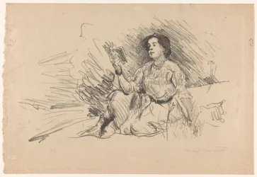 Reading Girl Sitting on the Ground