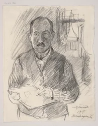 Self-Portrait; verso: Landscape Sketch