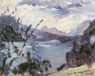 Walchensee with Mountain Range and Shore Slope