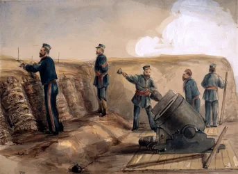 A 13-inch Mortar of the Royal Artillery in Action, 1855