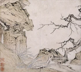 Narcissus, Plum Tree in a Landscape
