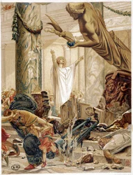 Saint Martin destroying the idols of paganism, from painting by Merson