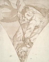 Apollo Killing the Python, Study for a Spandrel in the Palazzo Antonio Doria (Palazzo della Prefettura), Genoa