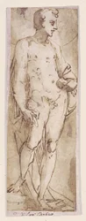 Youth with a Mantle Standing in a Niche