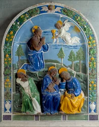 Christ at the Mount of Olives. Ceramic Painted and Varnished by Luca della Robbia (15th Century) Louvre Museum