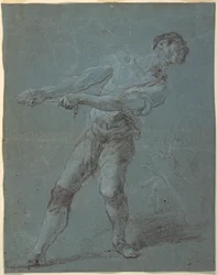 Young Man Pulling a Rope